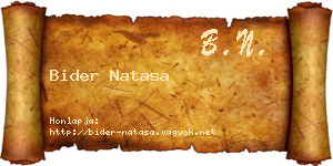 Bider Natasa névjegykártya